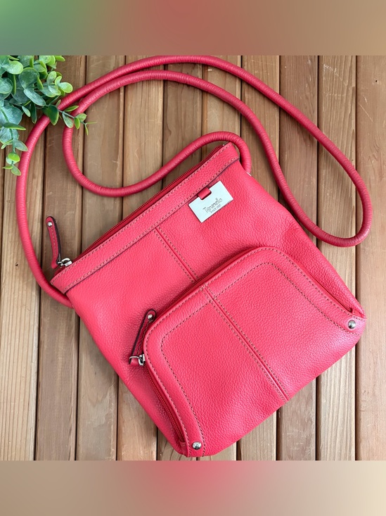 Tignanello Handbags - Tignanello Pebbled Leather Crossbody Bag, Coral Pink Multi-Pocket Organizer